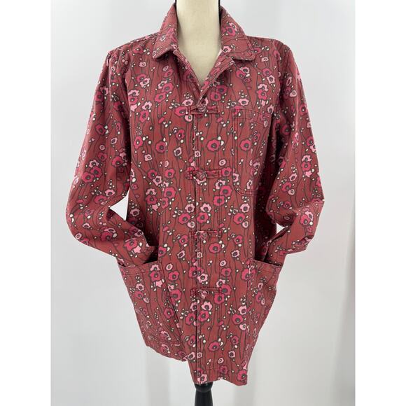 RE/DONE 70's Knot Front Chore Jacket Red Floral Canvas One Size O/S RARE - Picture 1 of 9